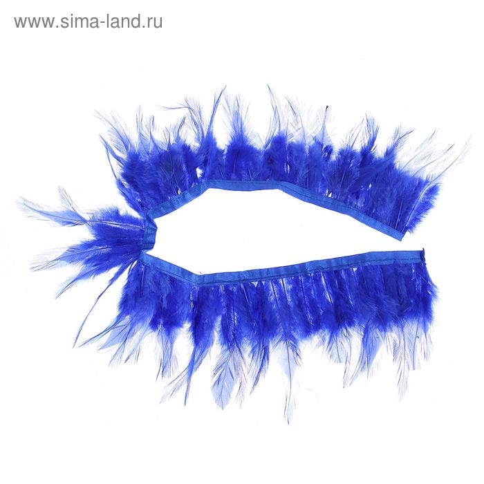 Лента перьев для декора, размер 1 шт: 50 × 9 см, цвет синий - Фото 1