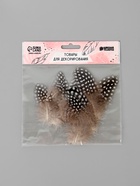 Набор перьев для декора 10 шт., размер 1 шт: 5 × 2 см, цвет коричневый с белым - фото 809329379