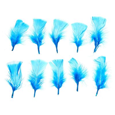 Набор перьев для декора 10 шт., размер 1 шт: 10 × 4 см, цвет насыщенно голубой