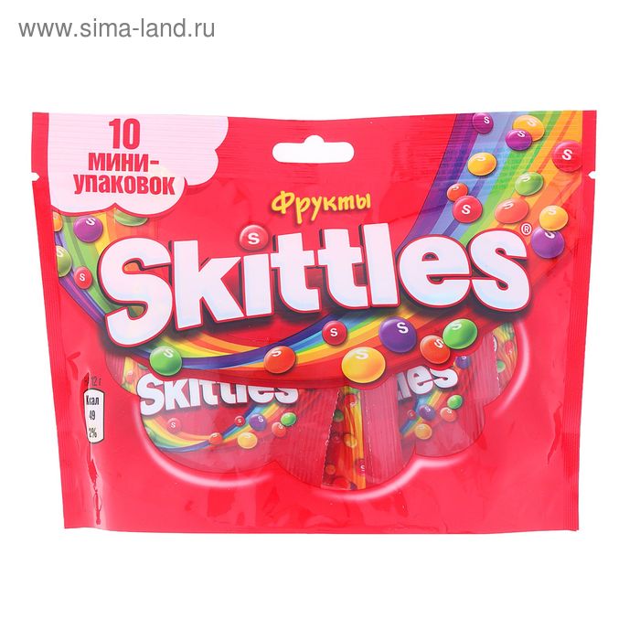 Конфеты жевательные Skittles "Фрукты" 10-мини упаковок, 120 г - Фото 1