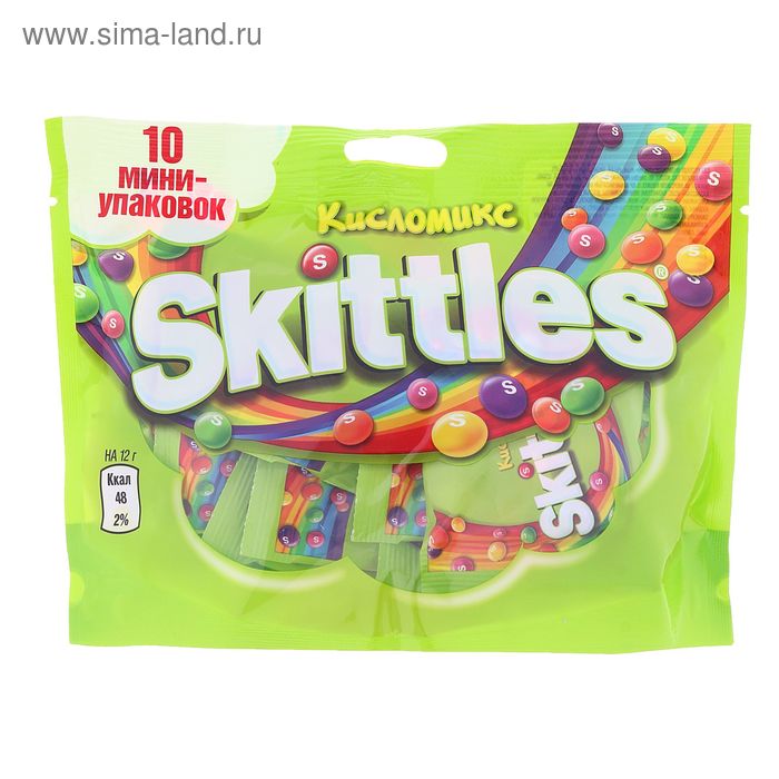 Конфеты жевательные Skittles "Кисломикс" 10 мини упаковок, 120 г - Фото 1
