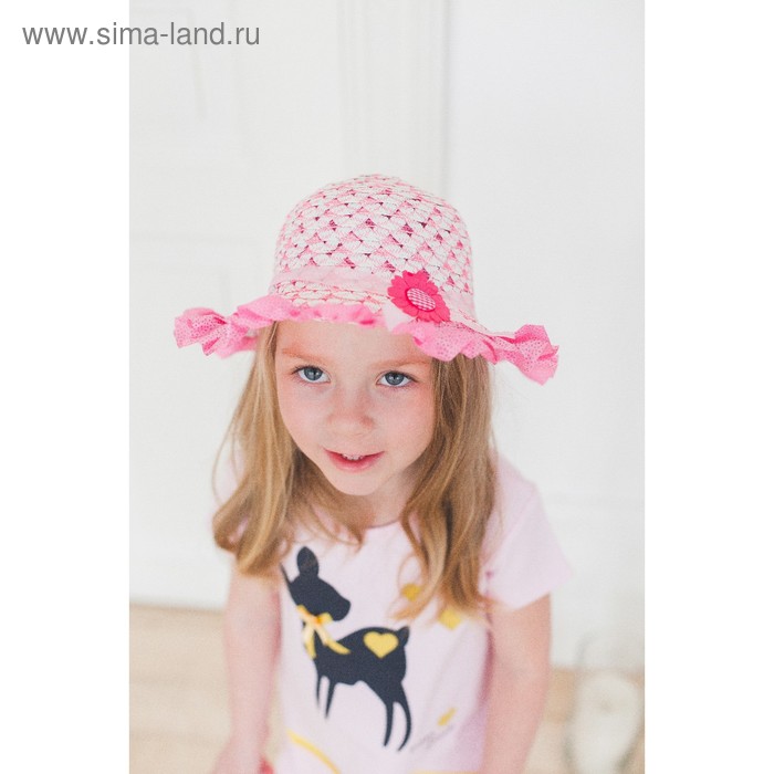 Шляпа детская "Кокетка" с цветком, цвета МИКС, р-р 44-46 см - Фото 1