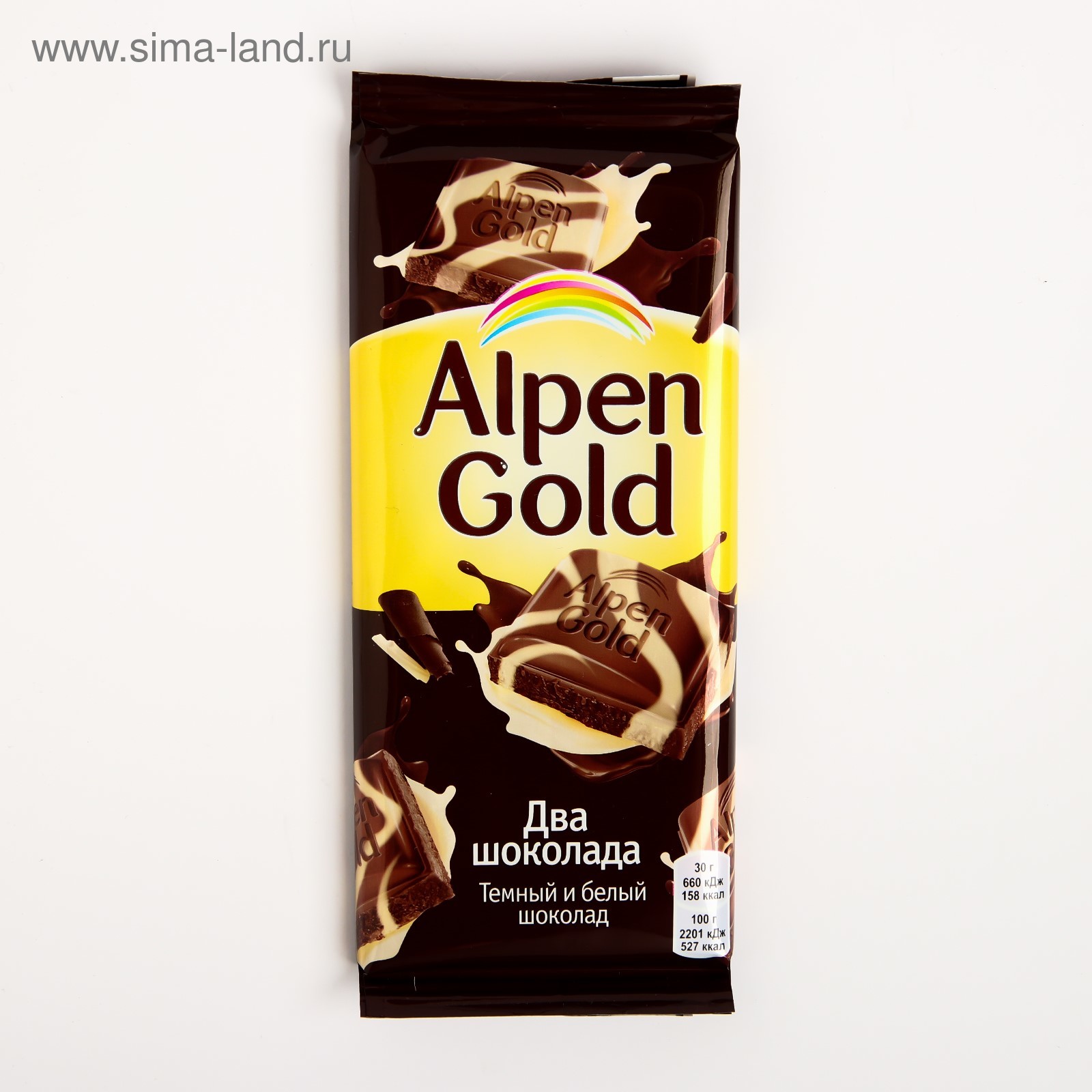 Альпен гольд два шоколада фото Шоколад Alpen Gold "Два шоколада" из темного и белого шоколада, 90 г (1279117) -