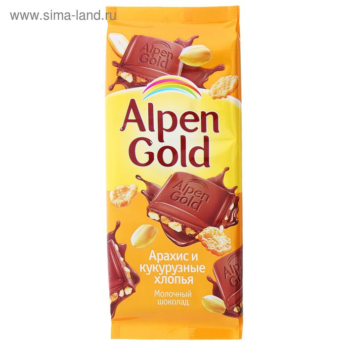 Шоколад Alpen Gold "Арахис и кукурузные хлопья", 90 г - Фото 1