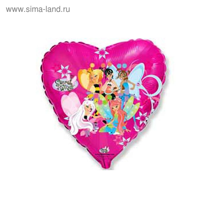 Шар фольгированный Сердце 18" "Феи Винкс Winx на розовом" ФМ - Фото 1