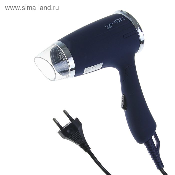 Фен для волос Luazon LF-18, 1000 Вт, 2 температурных режима, складная ручка, матовый, синий - Фото 1