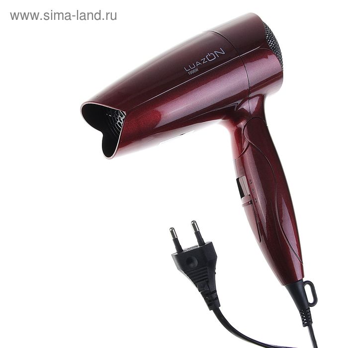 Фен для волос Luazon LF-12, 1000 Вт, 2 скорости, складная ручка, красный - Фото 1