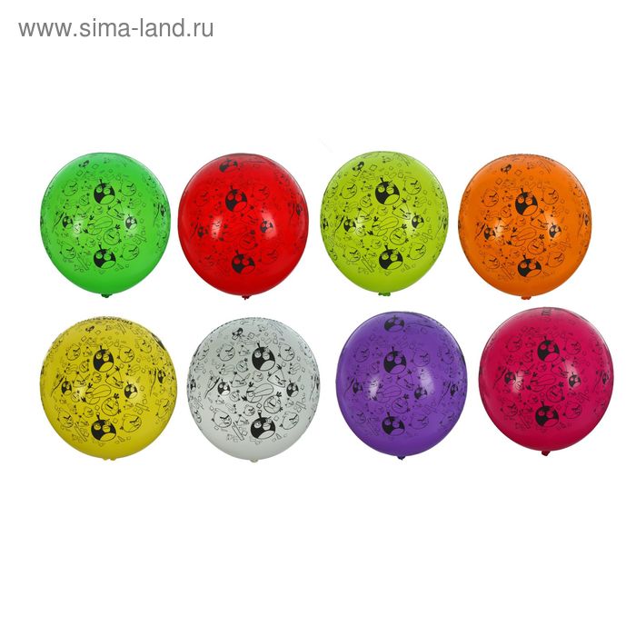 Шар латексный 14" Angry Birds, пастель, 5-сторонний рисунок, набор 25 шт., цвета МИКС - Фото 1