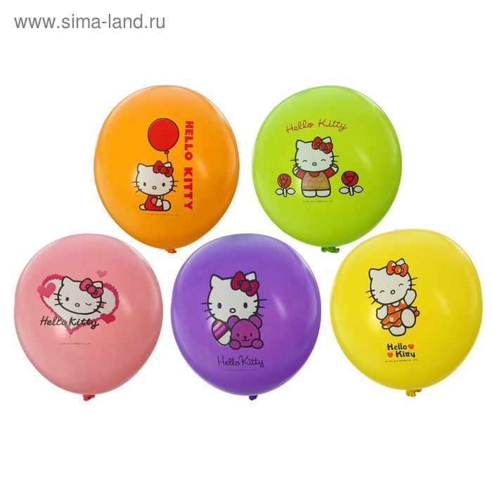 Шар латексный 14" Hello Kitty, пастель, 2-сторонний рисунок, набор 25 шт., цвета МИКС - Фото 1