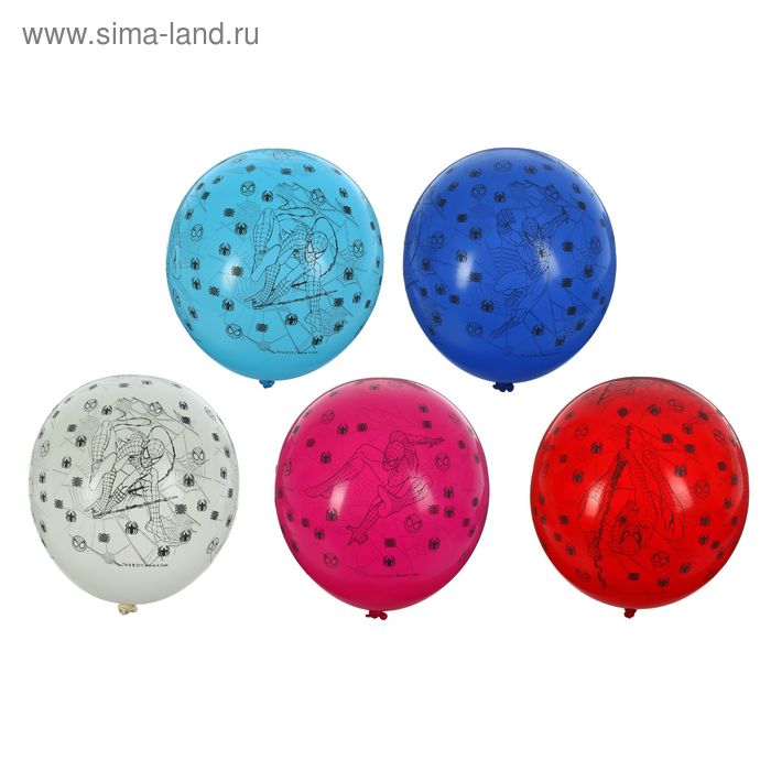 Шар латексный 14" Marvel "Человек-паук", пастель, 5-сторонний рисунок, набор 25 шт., цвета МИКС - Фото 1