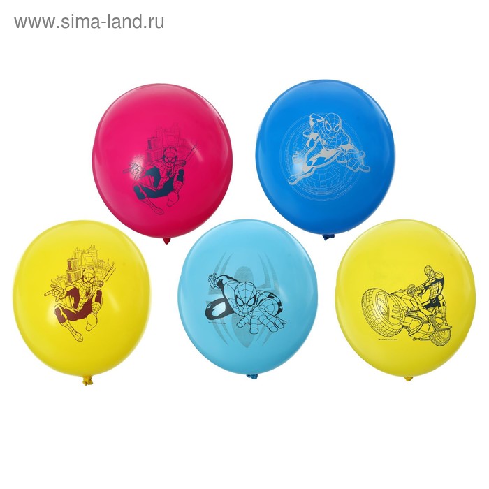 Шар латексный 12" Marvel "Человек-паук", пастель, 2-сторонний рисунок, набор 50 шт., цвета МИКС - Фото 1