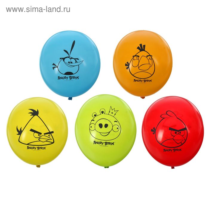 Шар латексный 12" Angry Birds, пастель, 2-сторонний рисунок, набор 50 шт., цвета МИКС - Фото 1