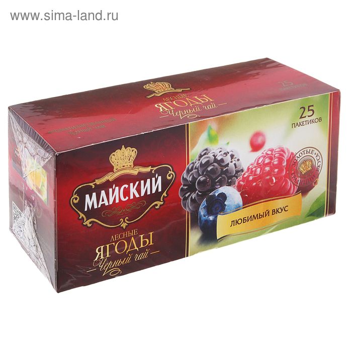 Чай черный "Майский", лесные ягоды, 25 пакетиков*1,5 г - Фото 1
