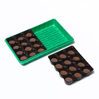 Набор для рассады: торфяная таблетка d=4.1 см, 24 шт., кассета на 24 ячейки по 40 мл, поддон 35.5×22.5 см, зелёный, пластик, Экоторф