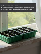 Набор для рассады: торфяная таблетка d=4.1 см, 24 шт., кассета на 24 ячейки по 40 мл, поддон 35.5×22.5 см, зелёный, пластик, Экоторф - Фото 3