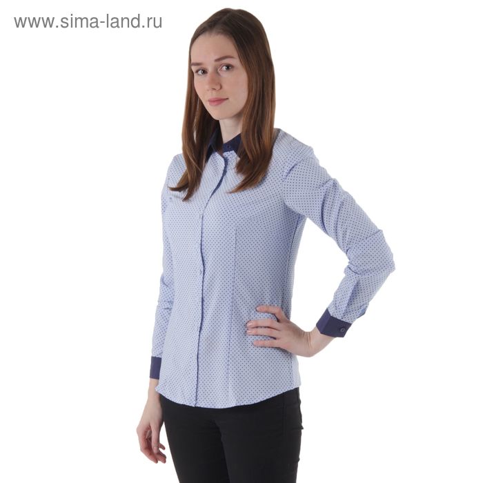 Рубашка женская, цвет голубой/горох, размер 50 - Фото 1