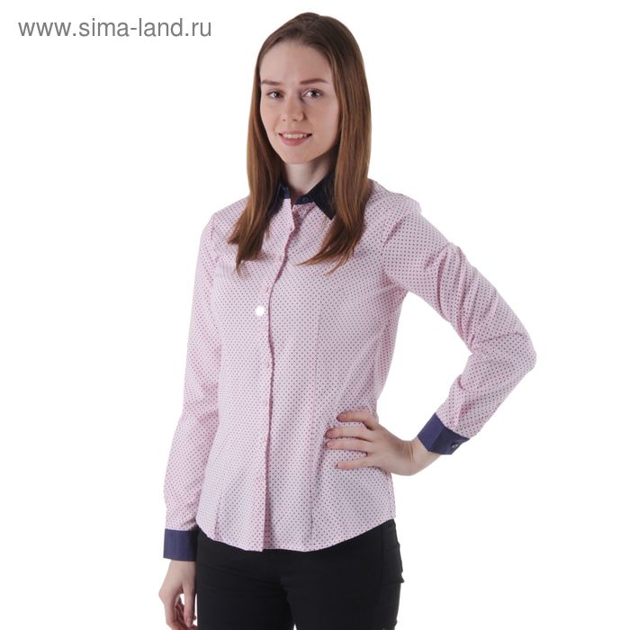 Рубашка женская, цвет розовый/горох, размер 48 - Фото 1