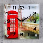 Часы настенные, интерьерные: Город, "Английская телефонная будка", 25 х 25 см - фото 317895160