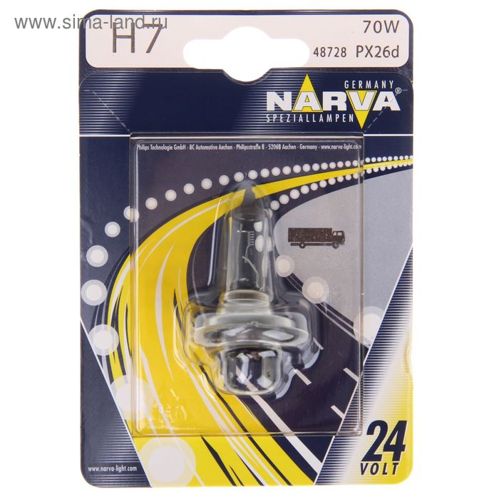 Лампа автомобильная Narva Standard, H7, 24 В, 70 Вт - Фото 1