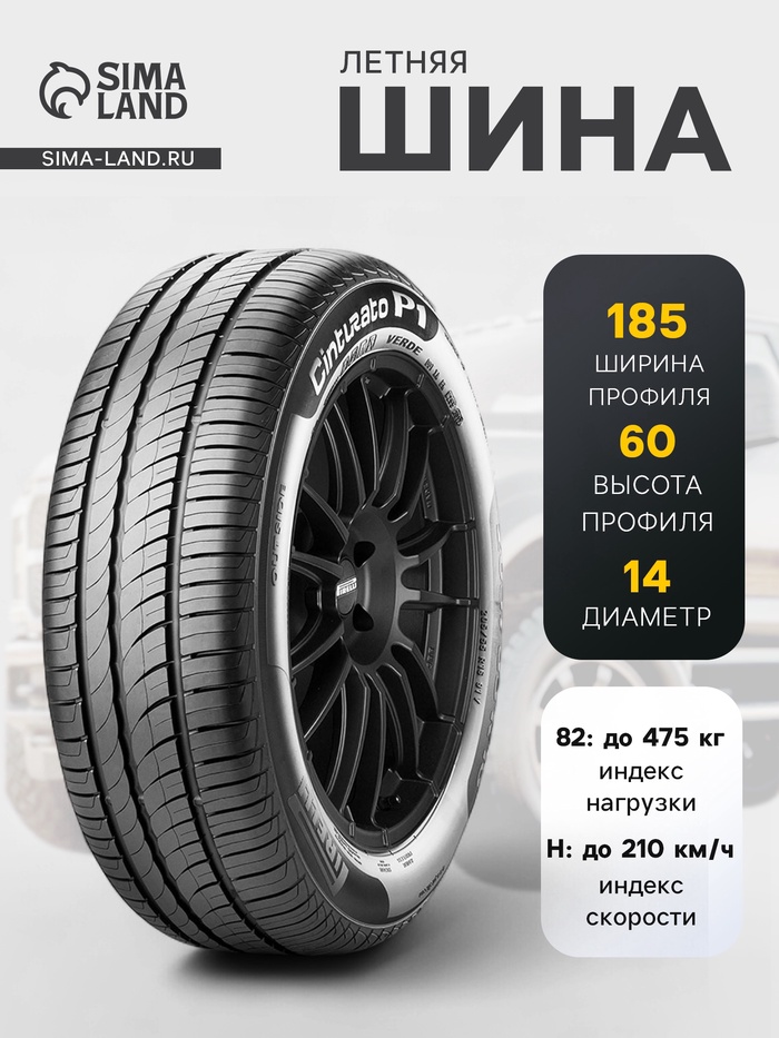 Шина летняя Pirelli Cinturato P1 Verde 185/60 R=14 82H - Фото 1