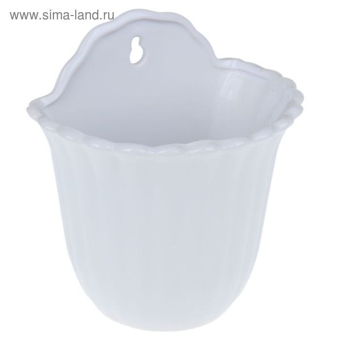 Кашпо настенное белое 16*12*19см - Фото 1