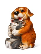 Садовая фигура из полистоуна «Щенок с котёнком», 28×22×20 см - Фото 5