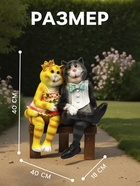 Садовая фигура из полистоуна «Коты на лавке», 40×18×40 см - Фото 2