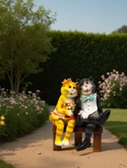 Садовая фигура из полистоуна «Коты на лавке», 40×18×40 см - Фото 3