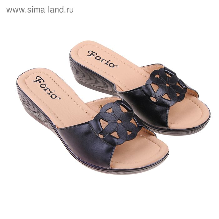 Туфли летние открытые женские Forio, цвет чёрный, размер 39, высота танкетки 5 см (арт. 35523-401-2) - Фото 1
