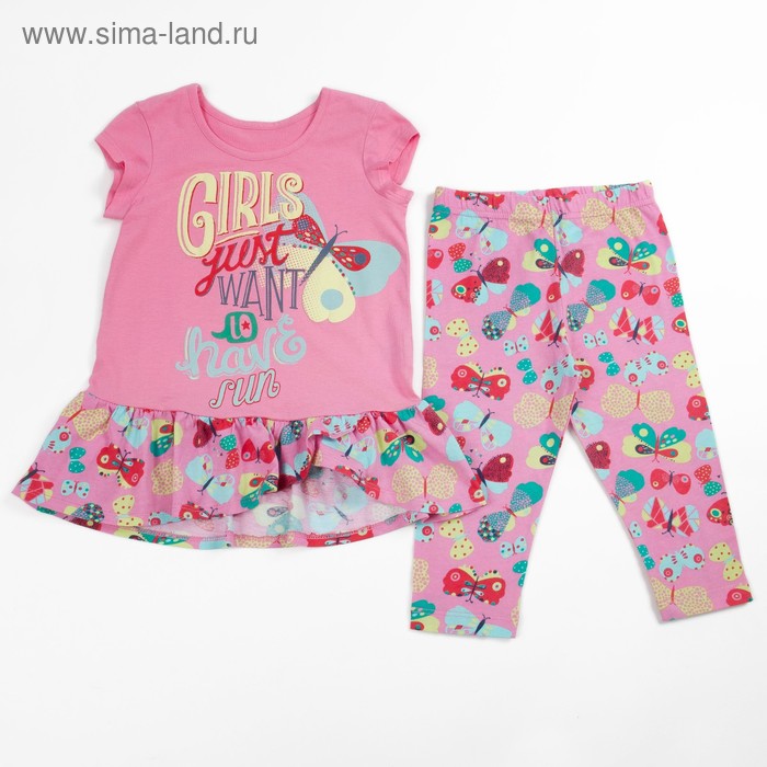 Комплект для девочки (футболка+бриджи), рост 116 см (60), цвет розовый_160084 - Фото 1