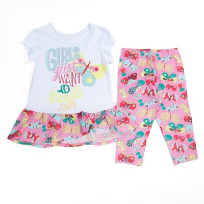 Комплект для девочки (футболка+бриджи), рост 98 см (56), цвет белый/розовый_160084