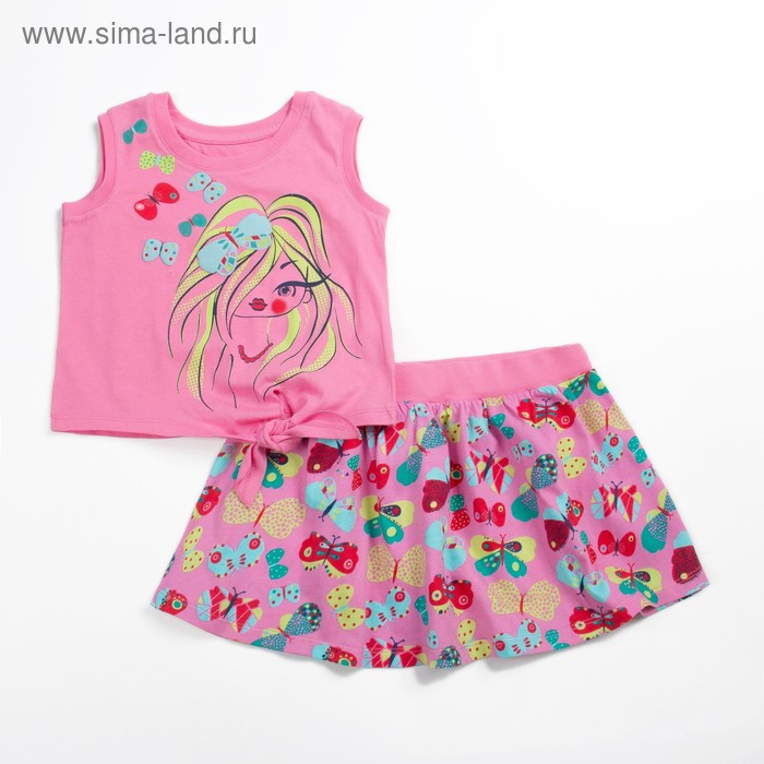 Комплект для девочки (майка+юбка), рост 110 см (60), цвет розовый_160083 - Фото 1