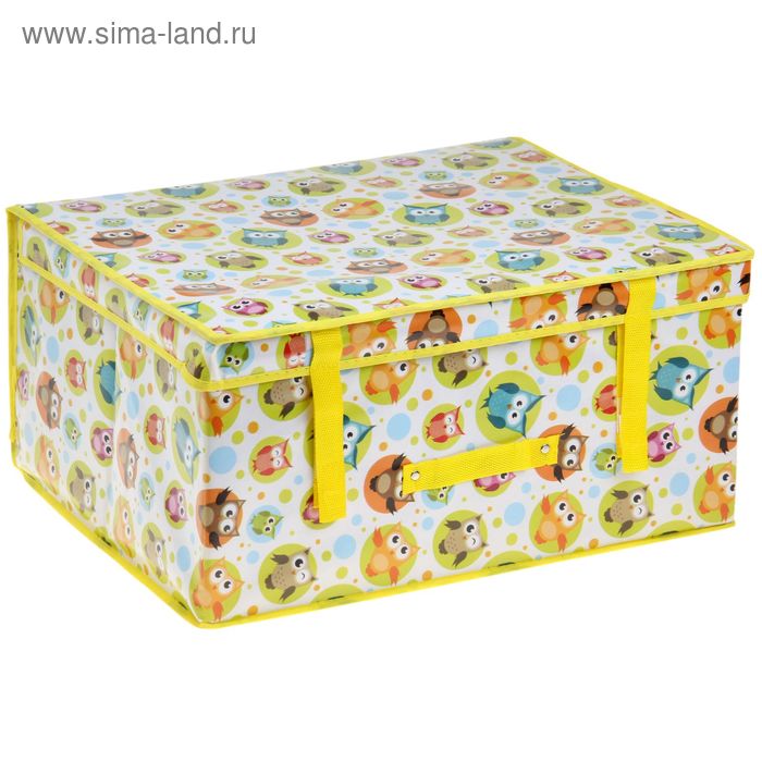 Короб стеллажный для хранения «Совы» с крышкой, 50 × 40 × 25 см - Фото 1