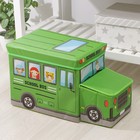 Короб стеллажный для хранения с крышкой Доляна «Школьный автобус», 55×26×32 см, 2 отделения, цвет зелёный - Фото 11