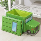 Короб стеллажный для хранения с крышкой Доляна «Школьный автобус», 55×26×32 см, 2 отделения, цвет зелёный - фото 9904946