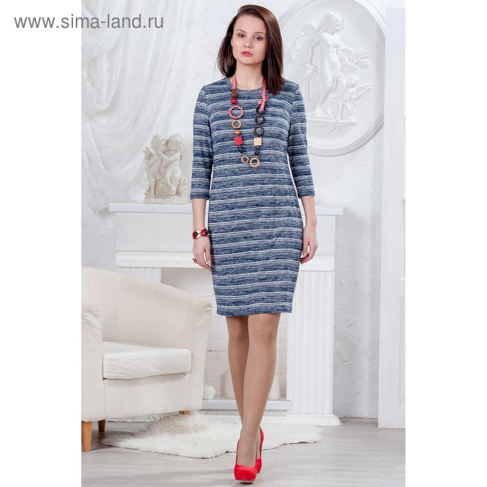 Платье женское, размер 52, рост 164 см, цвет тёмно-синий/белый (арт. 4458 С+) - Фото 1