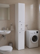 Шкаф - пенал напольный для ванной комнаты «Тура», 2 ящика, 2 дверцы, 240×300×1810 мм, цвет белый - Фото 1