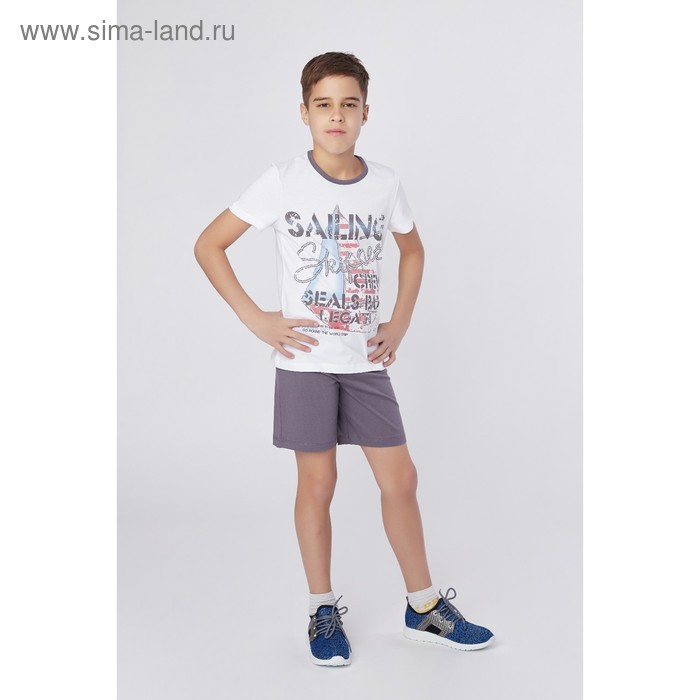 Комплект для мальчика (футболка+шорты), рост 146 см (11 лет), цвет тёмно-серый/белый Н463 - Фото 1