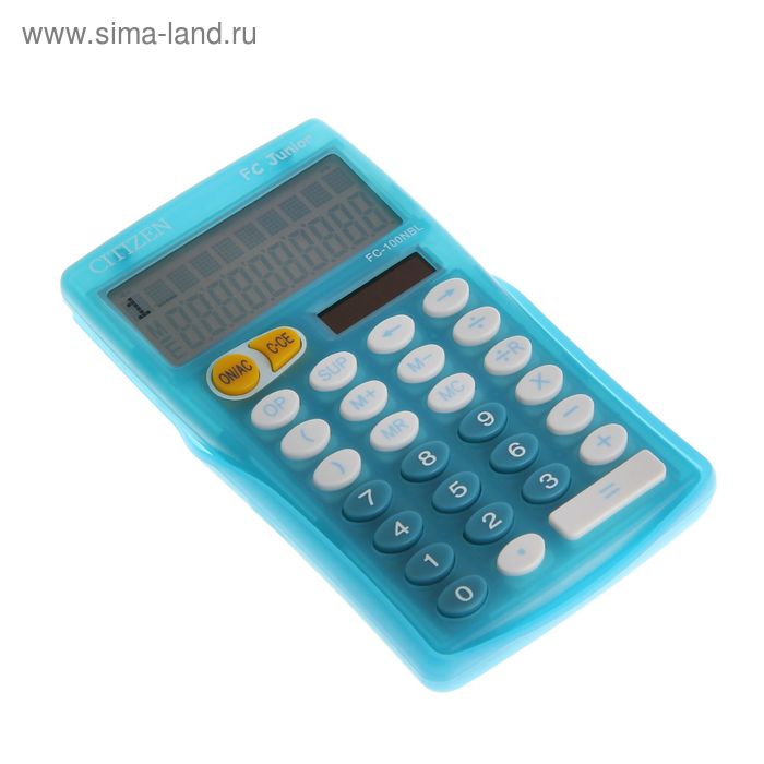 Калькулятор карманный 10-разрядный FC-100NBLCFS, 76*129*10мм, двойное питание, синий - Фото 1