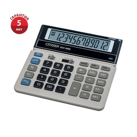 Калькулятор настольный 12-разрядный, Citizen "SDC-868L", двойное питание, 152 х 153 х 28 мм, бело - черный