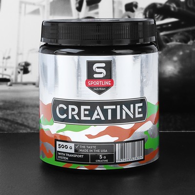 Креатин SportLine Creatine with Transport System, натуральный, спортивное питание, 500 г