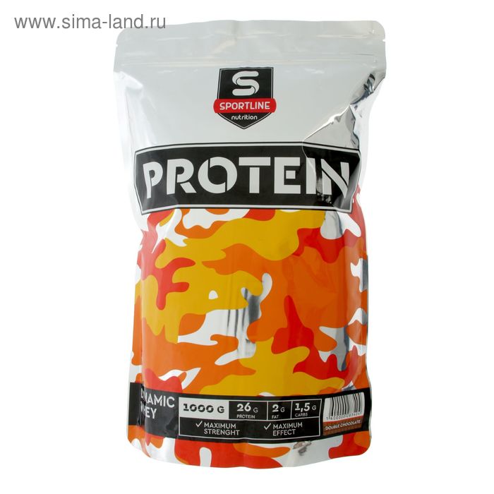 Протеин SportLine Dynamic Whey Protein, двойной шоколад, спортивное питание, 1000 г - Фото 1