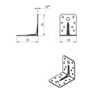 Уголок крепёжный усиленный 70х70х55х2 мм, оцинкованный , в упаковке 40 шт (комплект 40 шт) - фото 20635753