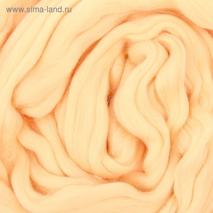 Шерсть для валяния 100% полутонкая шерсть 100гр (1082, шампанское) - Фото 1