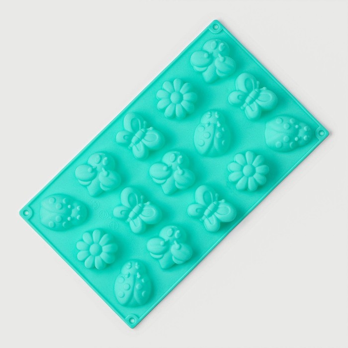 Форма для выпечки Доляна «Пыльца», силикон, 29×17 см, 15 ячеек (4,8×4 см), цвет МИКС - фото 1906807597