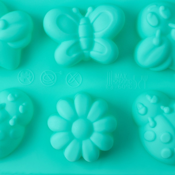 Форма для выпечки Доляна «Пыльца», силикон, 29×17 см, 15 ячеек (4,8×4 см), цвет МИКС - фото 1906807601
