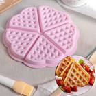 Форма для выпечки Доляна «Вафля. Сердце», силикон, d=18 см, 5 ячеек, розовая - Фото 7