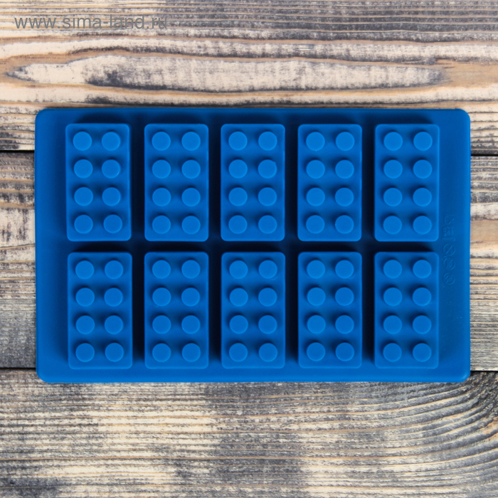 Форма силиконовая для выпечки Доляна «Конструктор», 19×12×2 см, 10 ячеек, ячейка 2,5×5×1,5 см, цвет МИКС - Фото 1