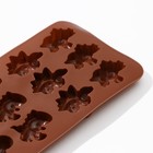 Форма для украшений Доляна «Дино», силикон, 21×11×2 см, 12 ячеек (4×2,5×2 см), цвет коричневый - Фото 3