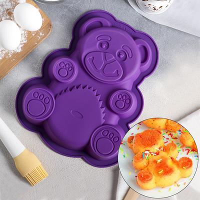 Форма силиконовая для выпечки Доляна «Мишка», 28×23,5×4 см, цвет МИКС